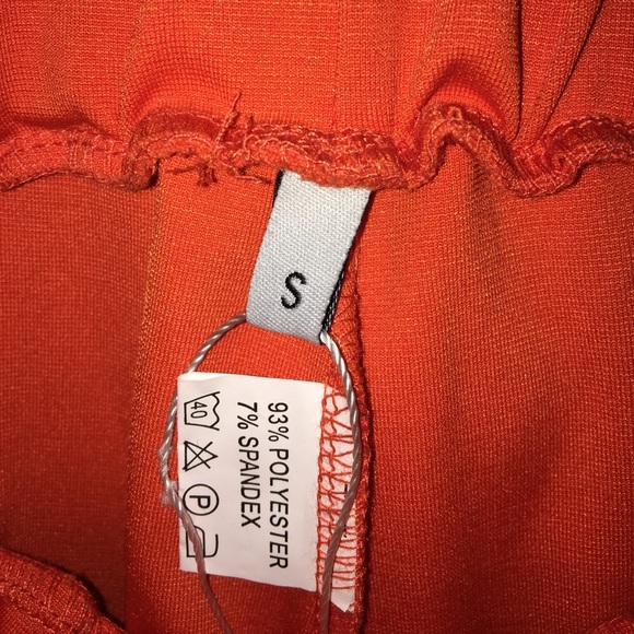 Women’s Side Checkered Orange Pants - Picture 3 of 3
